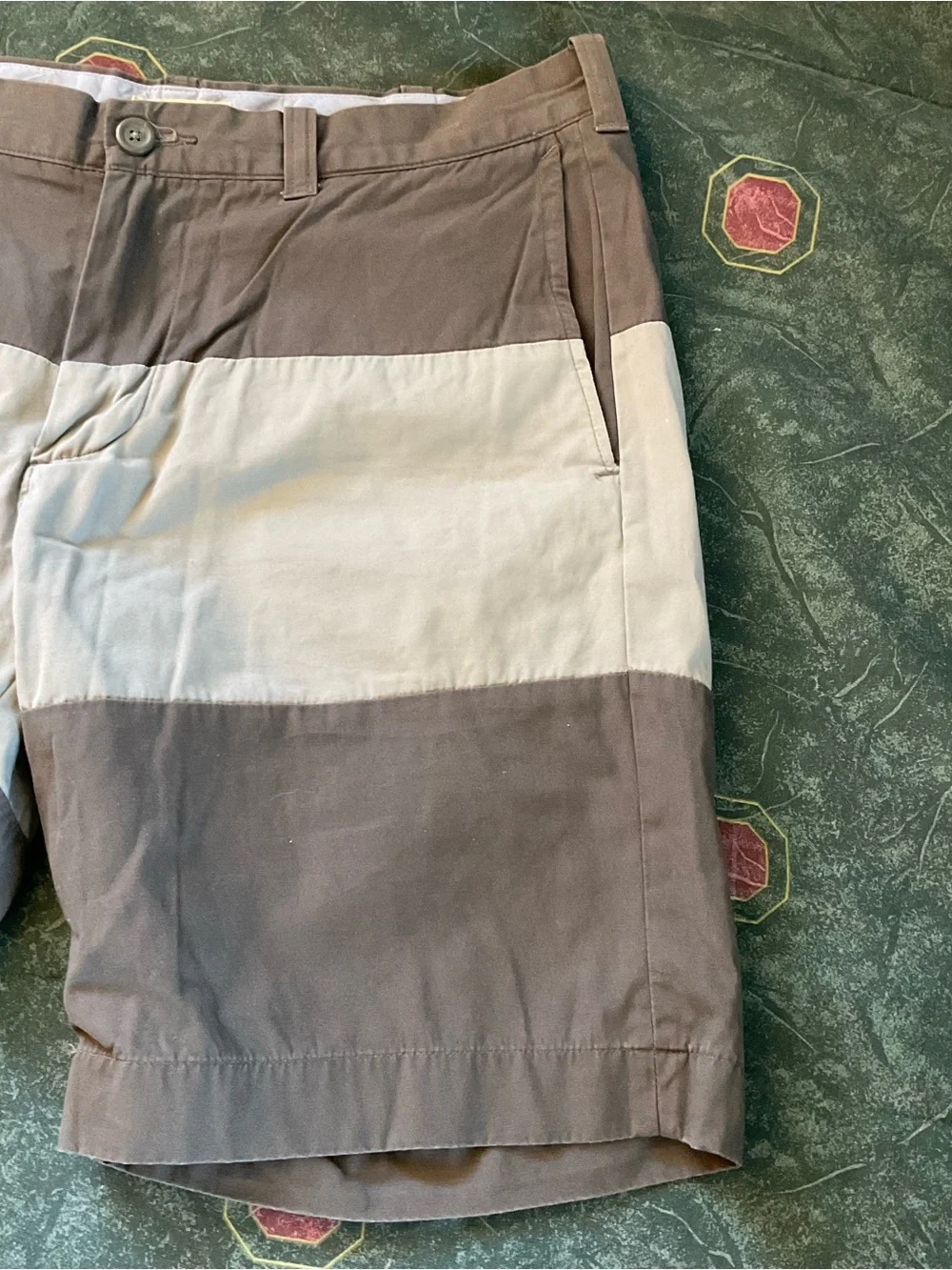 J.Crew Men’s Cotton Shorts Size 34 Gray Colorblock Flat Front Casual Chino